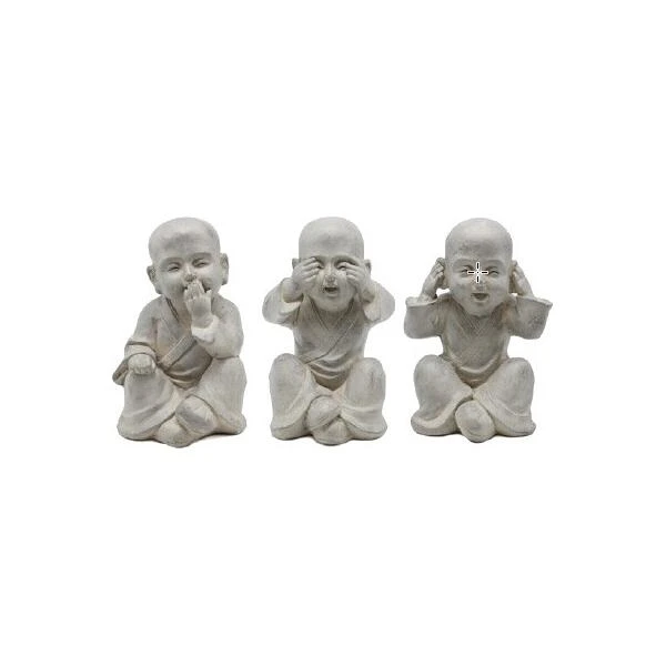 Monniken 'horen, Zien En Zwijgen' - Fiberclay - Set Van 3 Stuks 3 Monniken 'horen, Zien En Zwijgen' - Fiberclay - Set Van 3 Stuks