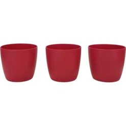 Set Bloempot Ella Ø 7 Cm - Mat Rood - Set Van 3 Stuks