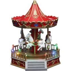 Led Draaimolen Met Paarden 17 X 20 X 23 Cm