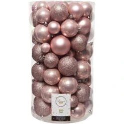 Kerstballenmix - Oud Roze - Set Van 100 Stuks