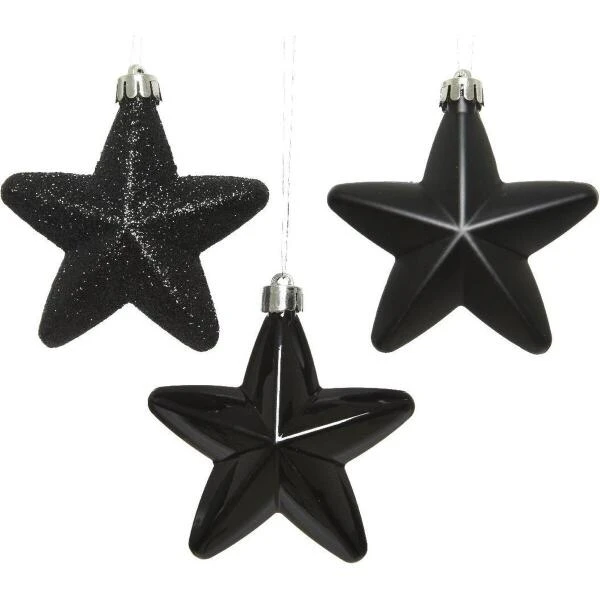 Kerstster - Zwart - Set Van 6 Stuks 3 Kerstster - Zwart - Set Van 6 Stuks