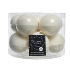 Kerstballen Glas Ø 6 Cm - Wolwit - Set Van 10 Stuks