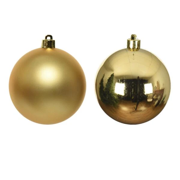 Kerstballen Glas Ø 8 Cm - Licht Goud - Set Van 6 Stuks 4 Kerstballen Glas Ø 8 Cm - Licht Goud - Set Van 6 Stuks - Afbeelding 2