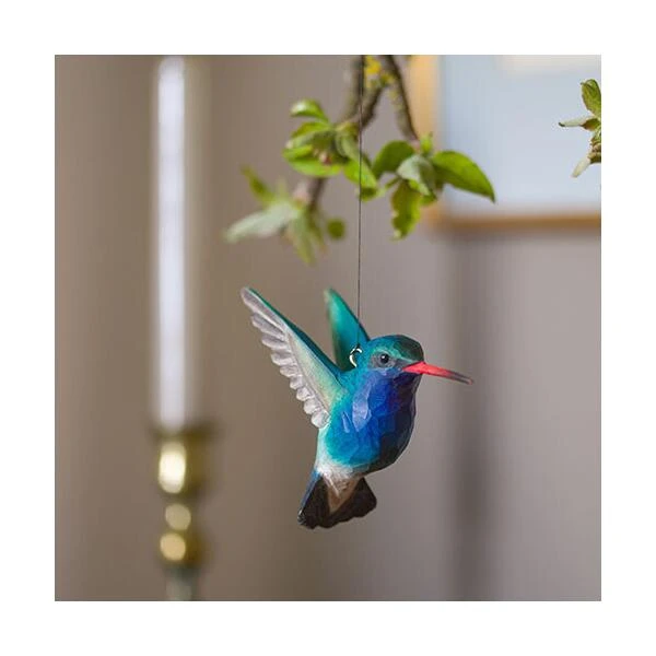 Breedsnavelkolibrie In Lindenhout - Handgemaakt 5 Breedsnavelkolibrie In Lindenhout - Handgemaakt - Afbeelding 3
