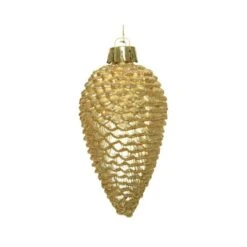 Dennenappels 8 Cm - Licht Goud - Set Van 6 Stuks