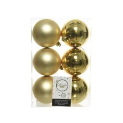 Kerstbal Ø 8 Cm - Licht Goud - Set Van 6 Stuks
