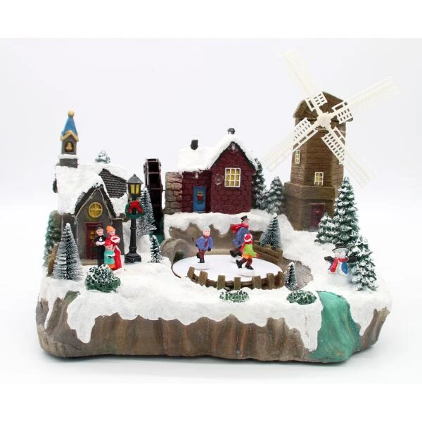 Verlicht Kerstdorp Met Molen - 37 × 25 × 30,5 Cm 3 Verlicht Kerstdorp Met Molen - 37 × 25 × 30,5 Cm