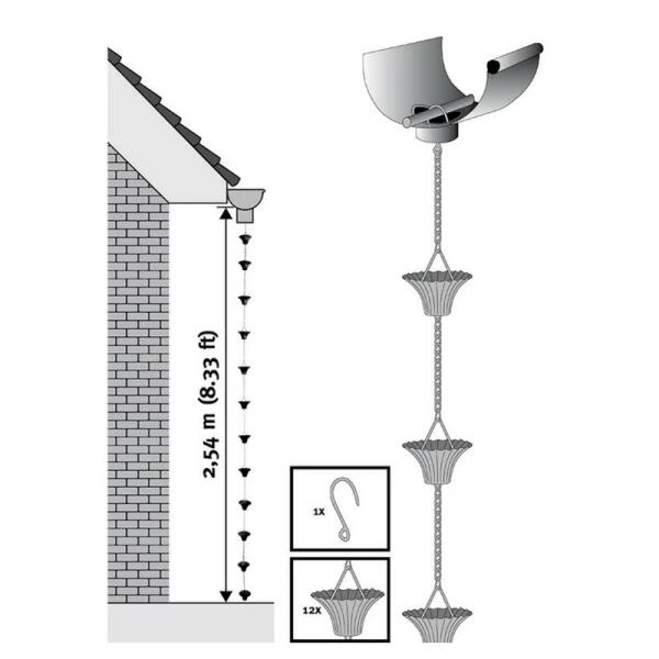 ESSCHERT DESIGN Regenketting Verkoperd Met 12 Emmertjes 5 ESSCHERT DESIGN Regenketting Verkoperd Met 12 Emmertjes - Afbeelding 3